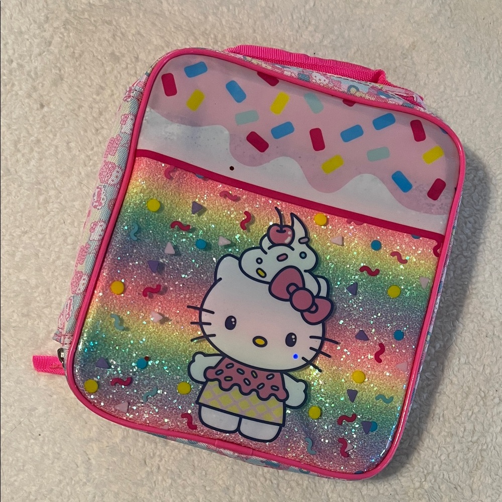 Hello Kitty Cupcake Rainbow Glitter lunch Bag